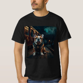 Steampunk Bulldog Stationmaster Porträtt T Shirt