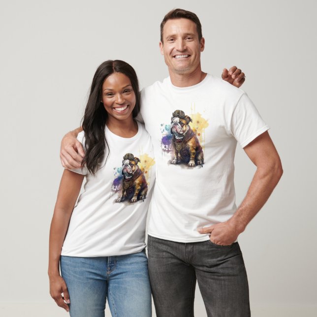 Steampunk Bulldog T Shirt (Unisex)