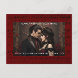 Steampunk Burgundy Valentine med citat Vykort