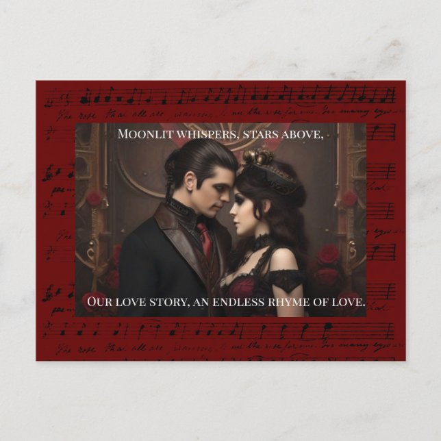 Steampunk Burgundy Valentine med citat Vykort (Framsida)
