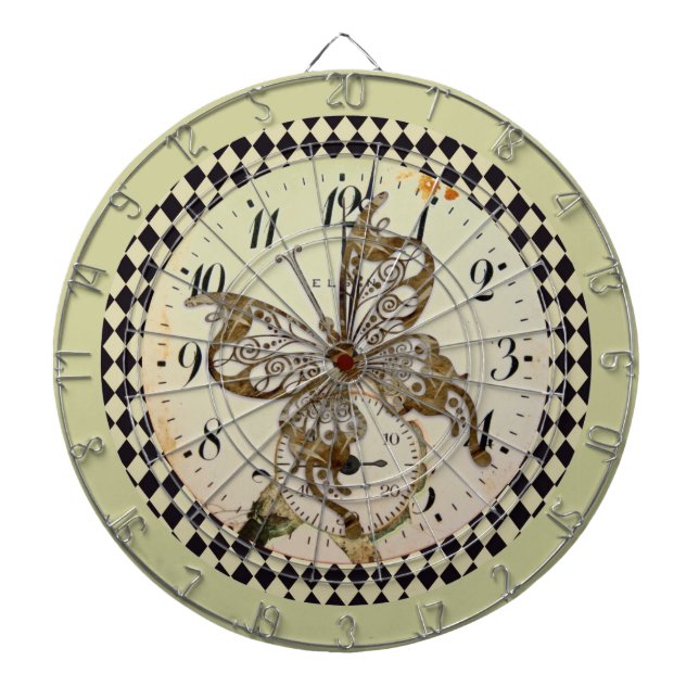 Steampunk Butterfly Round Darttavla (Framsidan)