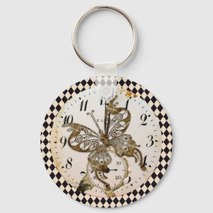 Steampunk Butterfly Round Nyckelring
