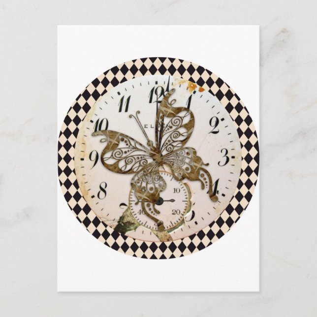 Steampunk Butterfly Round Vykort (Framsida)