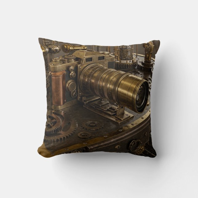Steampunk Camera Dekorativ kudde (Framsida)