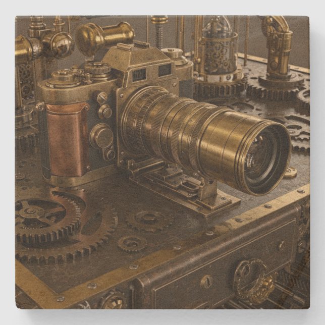 Steampunk Camera Stone Underlägg (Framsidan)