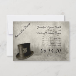 Steampunk Carnival Top hat Bröllop spara datum Datumet