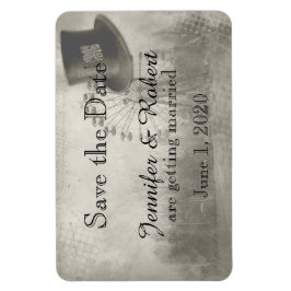 Steampunk Carnival Top hat Bröllop spara datum Magnet