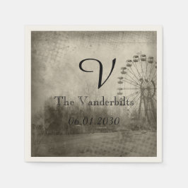 Steampunk Carnival Top hat Monogram Bröllop Napkin Pappersservett