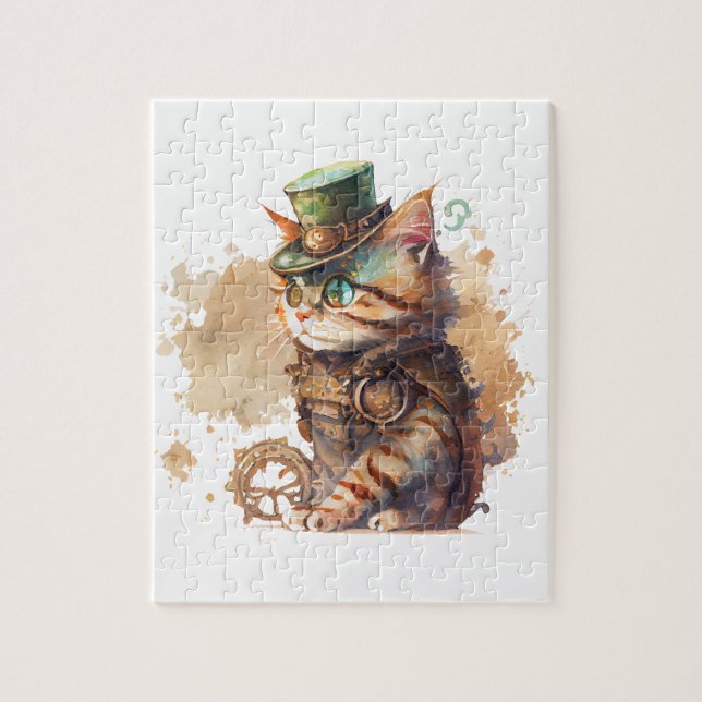Steampunk Cat Adsible and Cute Pussel (Vertikal)
