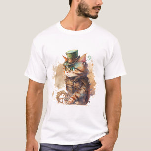 Steampunk Cat Adsible and Cute T Shirt