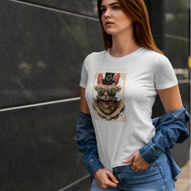 Steampunk Cat Animal Bizarre T Shirt (Skapare uppladdad)