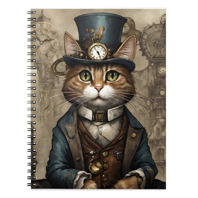 Steampunk Cat Anteckningsbok (Framsidan)