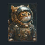 Steampunk cat astronaut helg vykort<br><div class="desc">Steampunk-vykort för kattastronaut. En fin bild av en tabby söt kattunge i en astronaut av steampunk.</div>