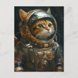 Steampunk cat astronaut helg vykort
