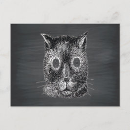Steampunk Cat Black Chalkboard Vykort