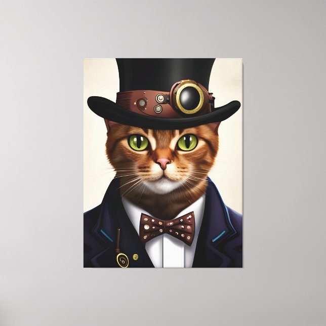 Steampunk Cat Canvastryck (Framsida)