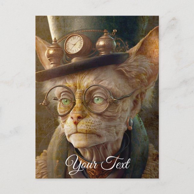 Steampunk Cat Dam. Vykort (Framsida)