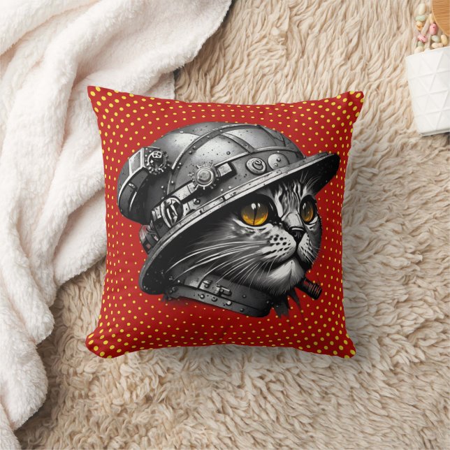 Steampunk Cat Dekorativ kudde - Pop Art Meets Stol (Filt)