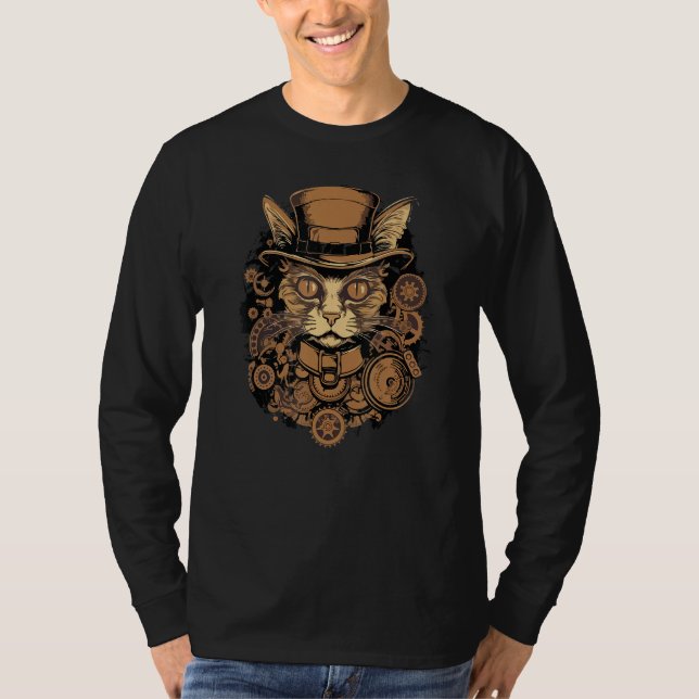 Steampunk Cat  For Cat and Steampunk fans 6 T Shirt (Framsida)