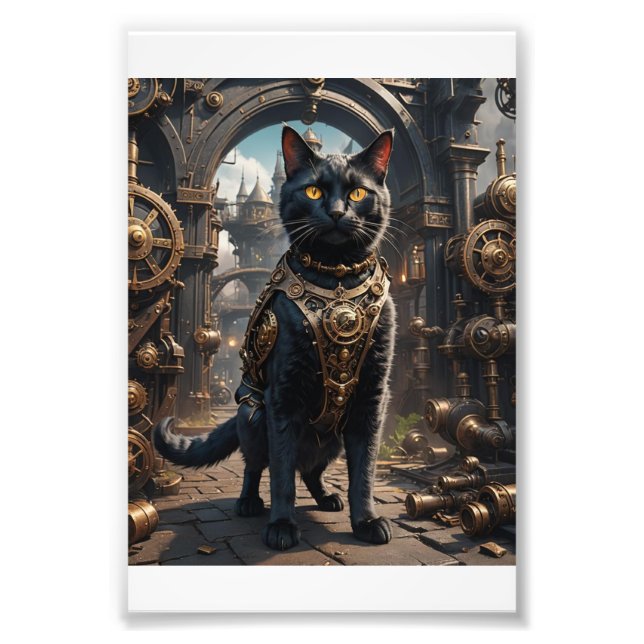 Steampunk Cat Fototryck (Framsidan)