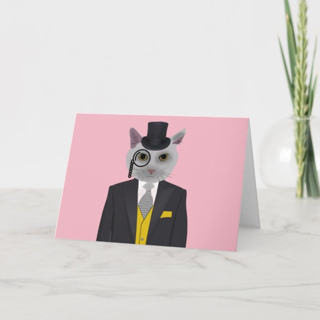STEAMPUNK CAT GREETING CARDS KORT (Framsida)