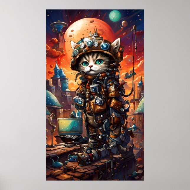 Steampunk Cat I Poster (Framsidan)