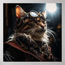 Steampunk Cat i Uniform Retro