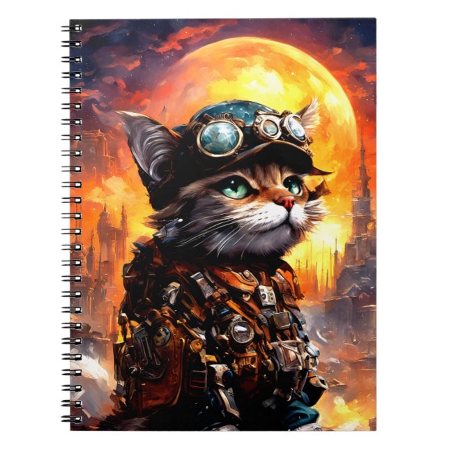 Steampunk Cat II Anteckningsbok (Framsidan)
