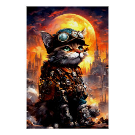 Steampunk Cat II Perfect Poster