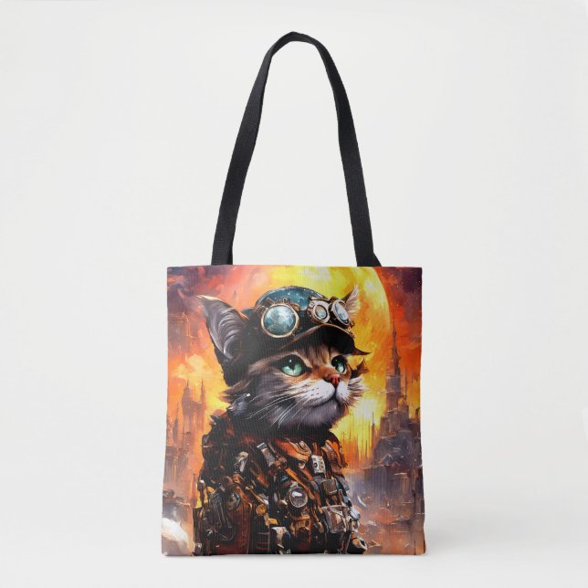 Steampunk Cat II Tygkasse (Framsida)