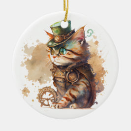 Steampunk Cat Julgransprydnad Keramik