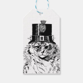 Steampunk Cat Kattunge i Top hat Presentetikett