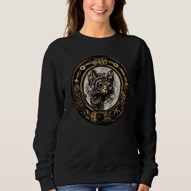 Steampunk Cat Kitten Industrial Robot Mechanical G T Shirt (Framsida)
