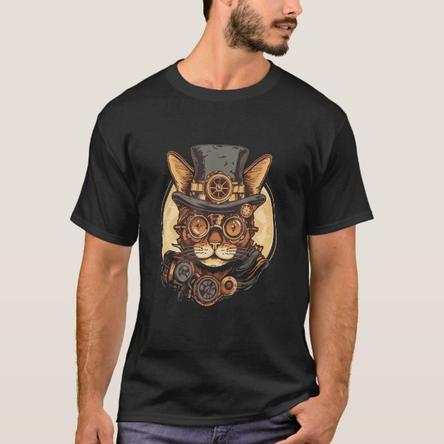 Steampunk Cat Kitten Steam Punk  Cat  4 T Shirt (Framsida)