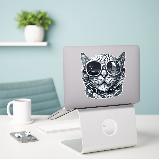 Steampunk Cat Klistermärken (Laptop På Skrivbordet)