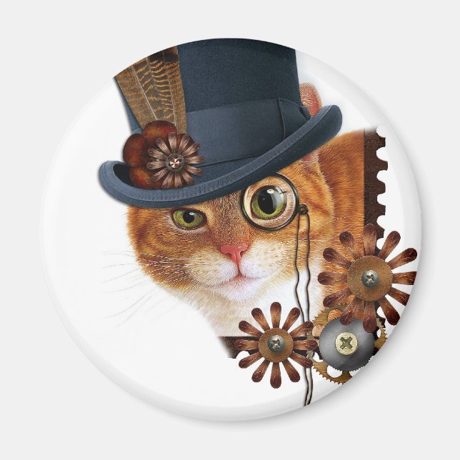 Steampunk Cat Magnet (Framsidan)