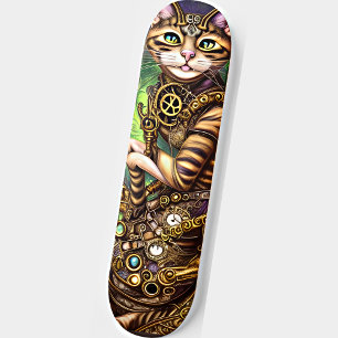 Steampunk Cat Mini Skateboard Bräda 18,5 Cm