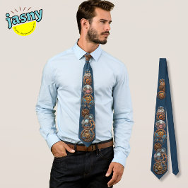 Steampunk Cat Mörk Navy Blue Neck Tie Slips
