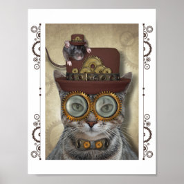Steampunk Cat och Mouse Poster