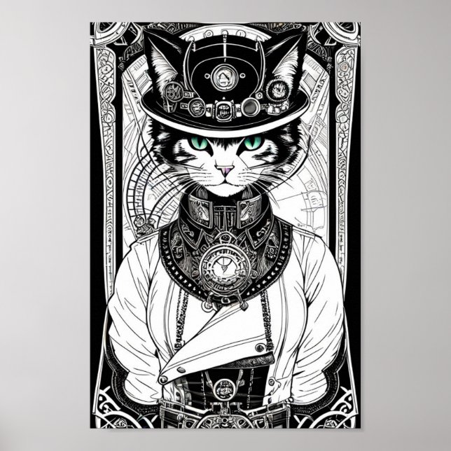 Steampunk cat poster (Framsidan)