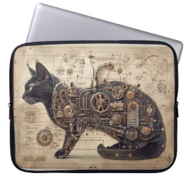 Steampunk Cat Retro Laptop Fodral