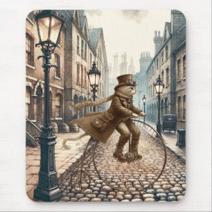 Steampunk Cat Riding a Penny farthing Bike Musmatta