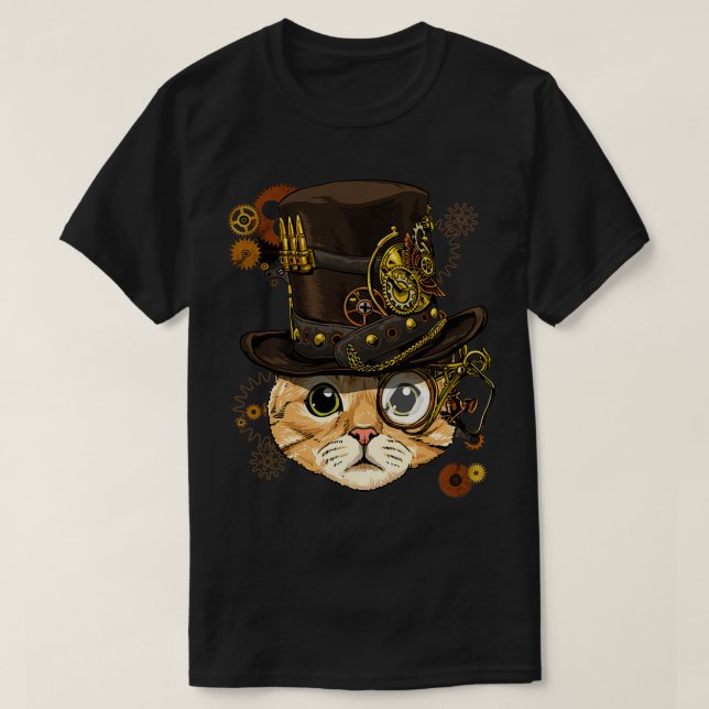 Steampunk Cat Steampunk Kitten Älskare för kvinnor T Shirt (Design framsida)