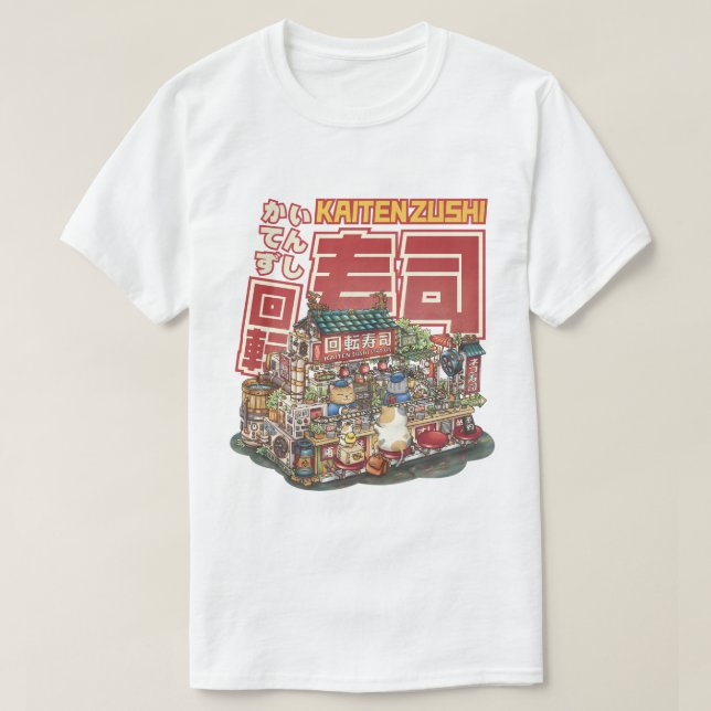 Steampunk Cat Sushi Restaurant T Shirt (Design framsida)