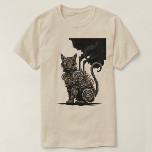 Steampunk Cat T Shirt (Design framsida)