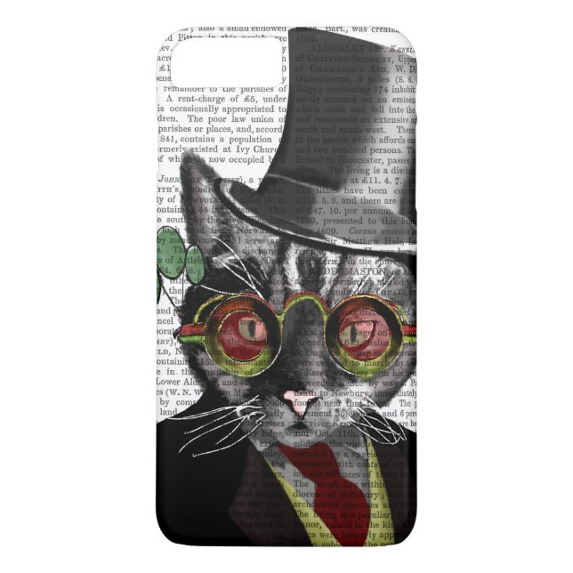 Steampunk Cat - Top hat och rött gult glas Case-Mate iPhone Skal (Baksida)