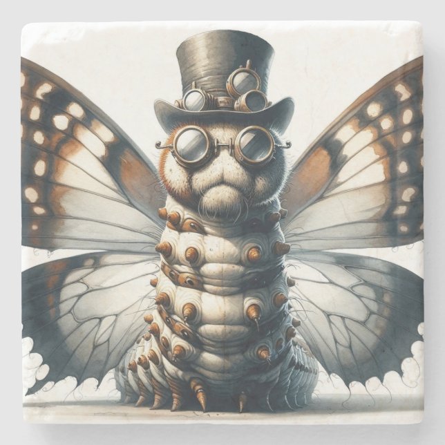 Steampunk Caterpelare Stone Underlägg (Framsidan)