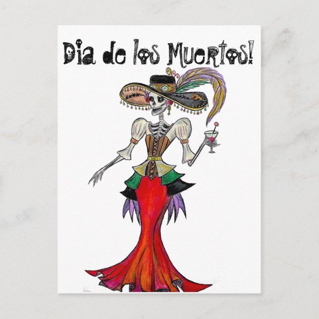 Steampunk Catrina / Dia de los Muertos Card Vykort (Framsida)