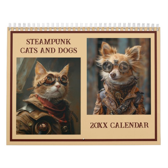 Steampunk Cats och Hundar AI Kalender (Omslag)