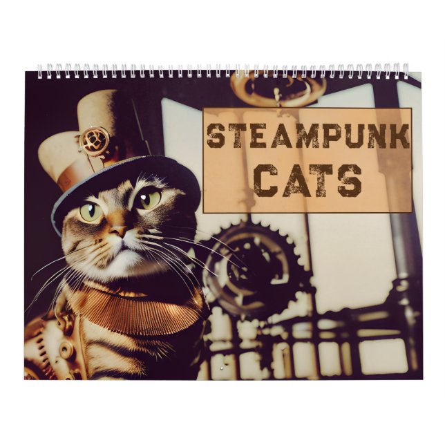 Steampunk Cats Retro Futuristiska Kattdjur Victori Kalender (Omslag)